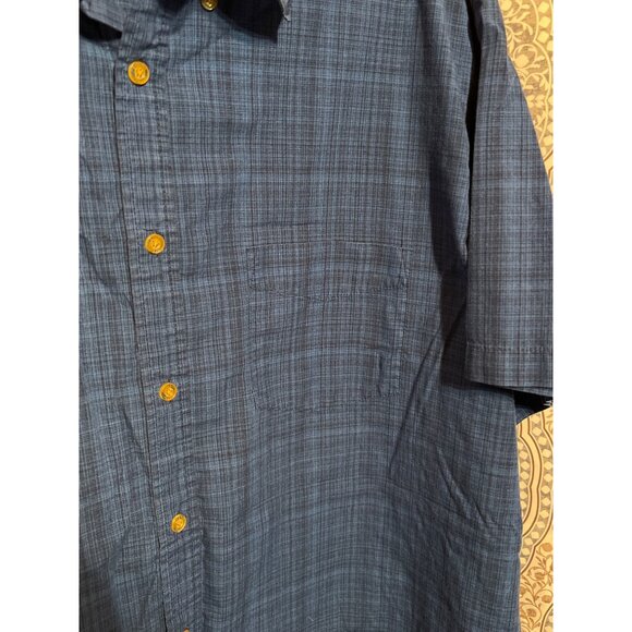Haggar Mens XL Blue Checkered Short Sleeve Button-Down Shirt - Picture 11 of 11